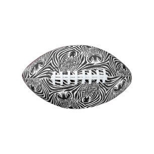 Balón De Fútbol Americano Modelo blanco y negro del estampado de zebra de