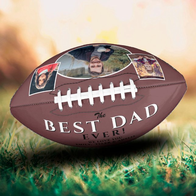 Balón De Fútbol Americano Modern Best Dad Father 3 Photo Collage (Subido por el creador)