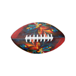 Balón De Fútbol Americano Modern Floral Resumen Art Naranja Patrón Azul #14