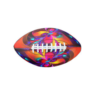 Balón De Fútbol Americano Modern Floral Resumen Arte Patrón Azul Rojo #07