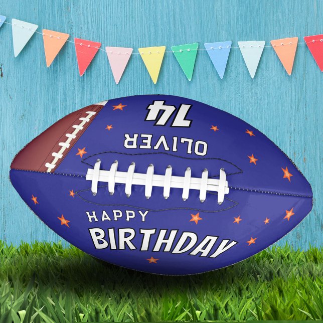 Balón De Fútbol Americano Modernas estrellas de cumpleaños felices nombre ed (Subido por el creador)