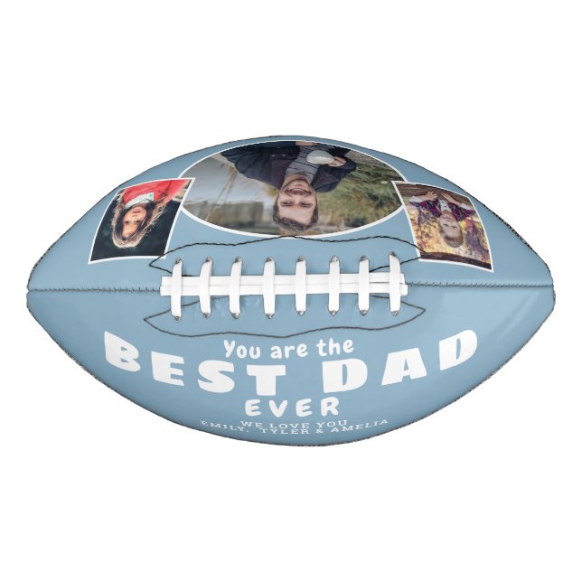 Balón De Fútbol Americano Moderno Dusty Blue Mejor Padre 3 Collage de fotos (Anverso)