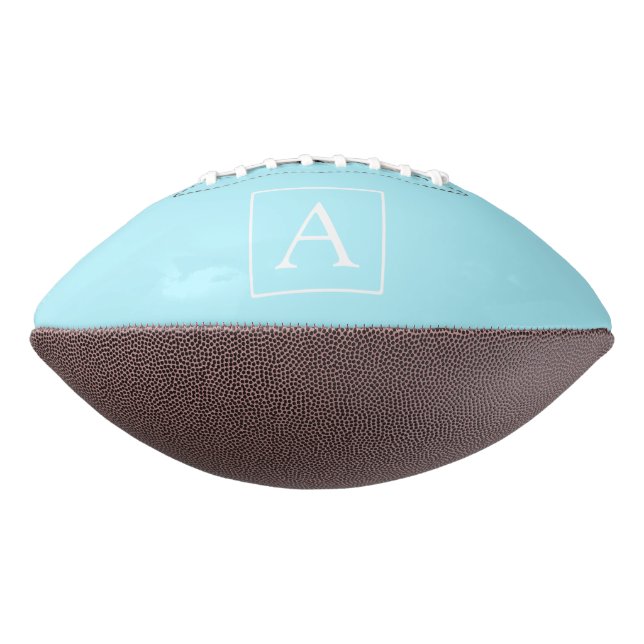 Balón De Fútbol Americano Monograma azul cielo simple (Girado 270)