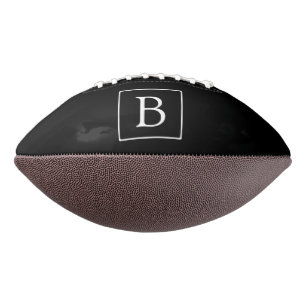 Balón De Fútbol Americano Monograma Clásico Simple Negro con Texto Blanco