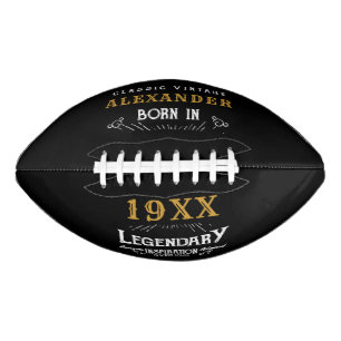 Balón De Fútbol Americano Monograma de cumpleaños personalizado Padre legend