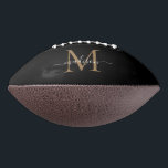 Balón De Fútbol Americano Monograma de oro negro moderno guión femenino<br><div class="desc">Monograma de oro negro de moda Feminine Football</div>