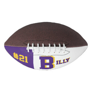 Balón De Fútbol Americano Monograma Fútbol Púrpura y Oro