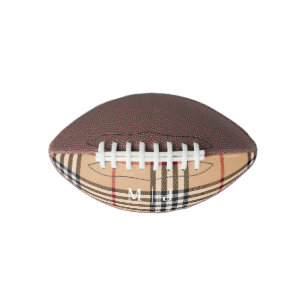 Balón De Fútbol Americano Monograma Iniciales Personalizables Plaid Chic Cal