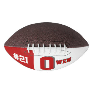Balón De Fútbol Americano Monograma Ohio Rojo y Blanco