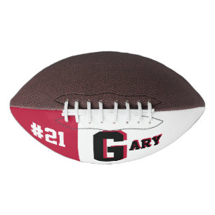 Balón De Fútbol Americano Monograma rojo y negro
