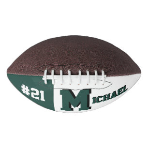Balón De Fútbol Americano Monograma verde y blanco