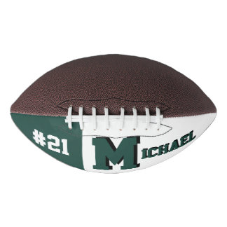 Balón De Fútbol Americano Monograma verde y blanco