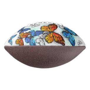 Balón De Fútbol Americano Morfo y monarca de las mariposas voladoras