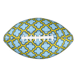 Balón De Fútbol Americano Mosaico azul y amarillo, Entramado, Quatrefoil