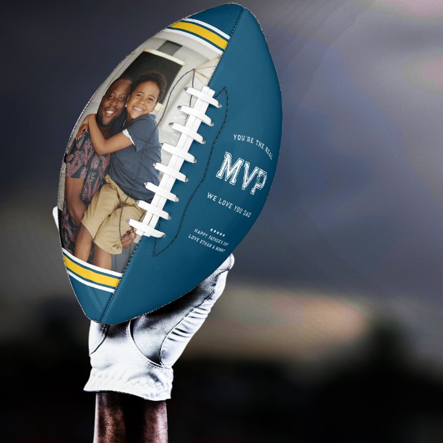 Balón De Fútbol Americano MVP Dad | Día del Padre Azul y Oro (Subido por el creador)