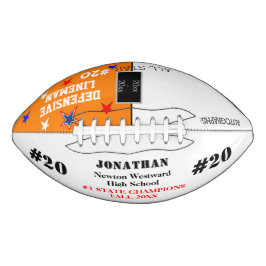 Balón De Fútbol Americano Naranja de Campeones de la Escuela de Autografías
