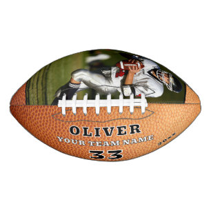 Balón De Fútbol Americano Naranja Leather Print Team Player Number Photo
