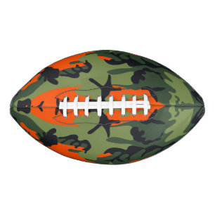 Balón De Fútbol Americano Naranja y Camuflaje Verde, Ejército
