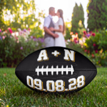 NEGRO BLANCO Y ORO Iniciales y Fecha de Boda