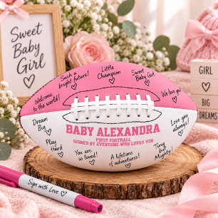 Balón De Fútbol Americano Niña Rosa Cumpleaños Autografos Primer Mini