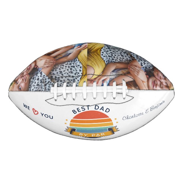 Balón De Fútbol Americano Niños Fotos del Mejor Día del Padre Retro (Anverso)
