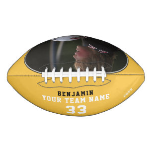 Balón De Fútbol Americano Nombre amarillo moderno número de equipo foto
