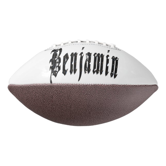 Balón De Fútbol Americano Nombre Benjamin, Fútbol, diseñado por negro (Girado 270)