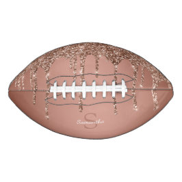 Balón De Fútbol Americano Nombre de monograma con destellos de rosa dorado c