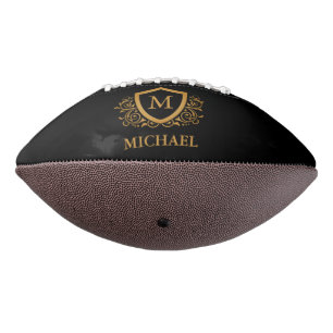 Balón De Fútbol Americano Nombre de monograma de estilo personalizado en neg
