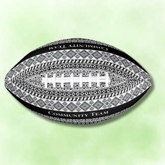 Balón De Fútbol Americano Nombre del equipo de patrón tribal geométrico blan