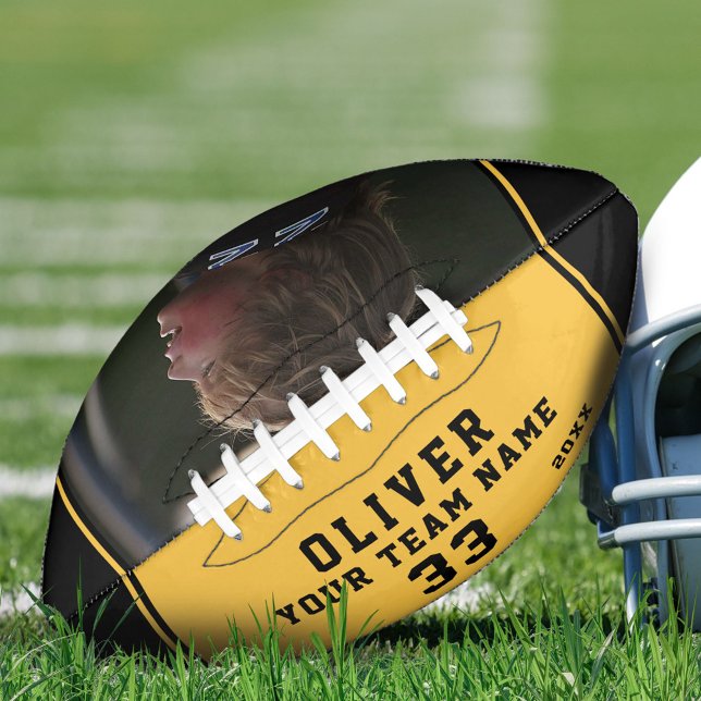 Balón De Fútbol Americano Nombre del jugador amarillo Número de equipo Foto (Subido por el creador)