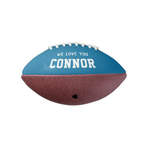 Balón De Fútbol Americano Nombre personalizado Cumpleaños Mensaje Azul Pers