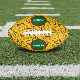 Balón De Fútbol Americano Nuevo México Chile rojo y verde Tamales Zia Nopale