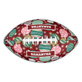 Balón De Fútbol Americano Ornamentos de Navidad retro vintage y copos de nie