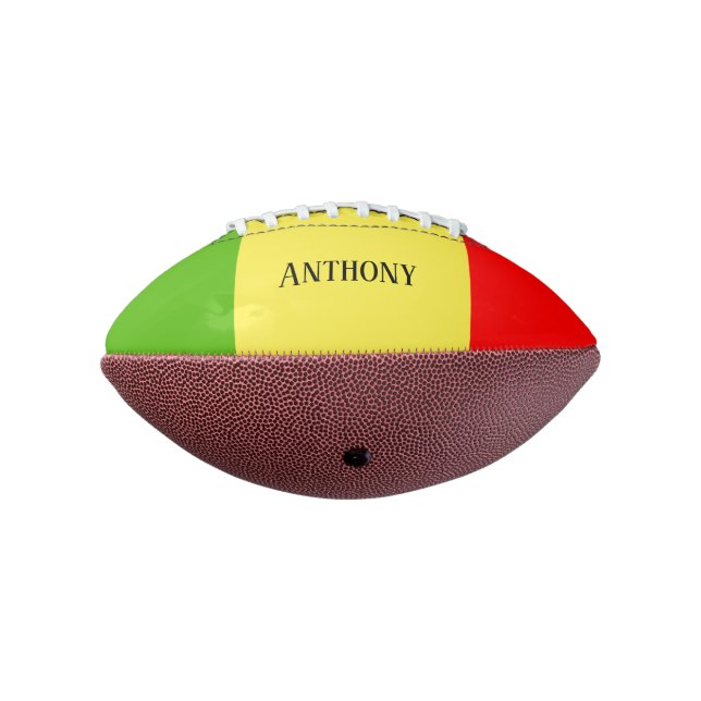 Balón De Fútbol Americano Oro rojo y verde personalizado (Girado 270)