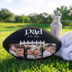 Balón De Fútbol Americano Papá Est. Blanco Divertido Texto Simple Negrita 3