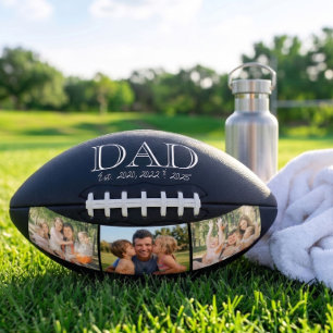 Balón De Fútbol Americano Papá Est. Blanco Negrita Texto Minimalista 3 Fotos