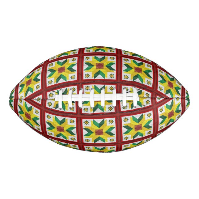 Balón De Fútbol Americano Patrón Barn Quilt Star 8 (Anverso)