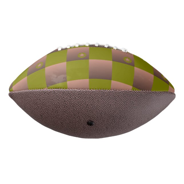 Balón De Fútbol Americano Patrón controlado en verde marrón y oliva (Girado 270)
