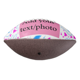 Balón De Fútbol Americano Patrón de acuarela azul rosa agregar texto de nomb