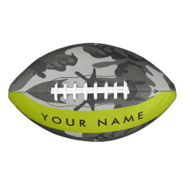 Balón De Fútbol Americano Patrón de camuflaje gris, tu nombre, Personaliza