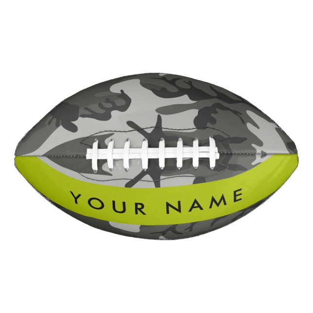 Balón De Fútbol Americano Patrón de camuflaje gris, tu nombre, Personaliza (Anverso)