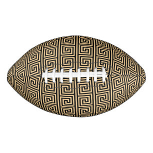 Balón De Fútbol Americano Patrón de Cuadrados de Llave Meandro Griego Marrón