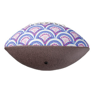 Balón De Fútbol Americano patrón de damasco floral azul