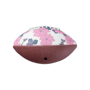 BALÓN DE FÚTBOL AMERICANO PATRON DE FLORES ROSAS Y PURPURA