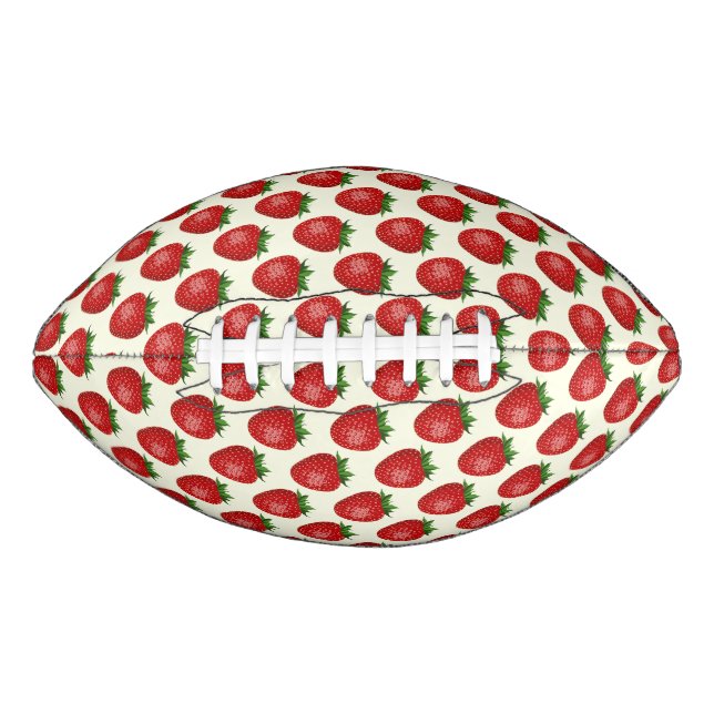 Balón De Fútbol Americano Patrón de fresa, fresas rojas, frutas, hojas (Anverso)