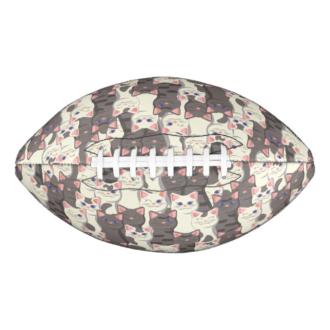 Balón De Fútbol Americano Patrón de gatos blancos y grises (Anverso)