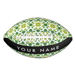Balón De Fútbol Americano Patrón de Hoja, Hojas Verdes, Tu Nombre