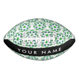 Balón De Fútbol Americano Patrón de Hoja, Hojas Verdes, Tu Nombre