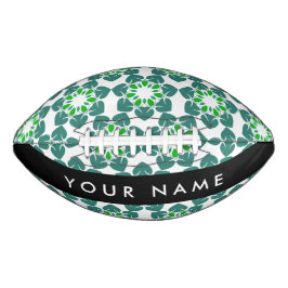 Balón De Fútbol Americano Patrón de Hoja, Hojas Verdes, Tu Nombre